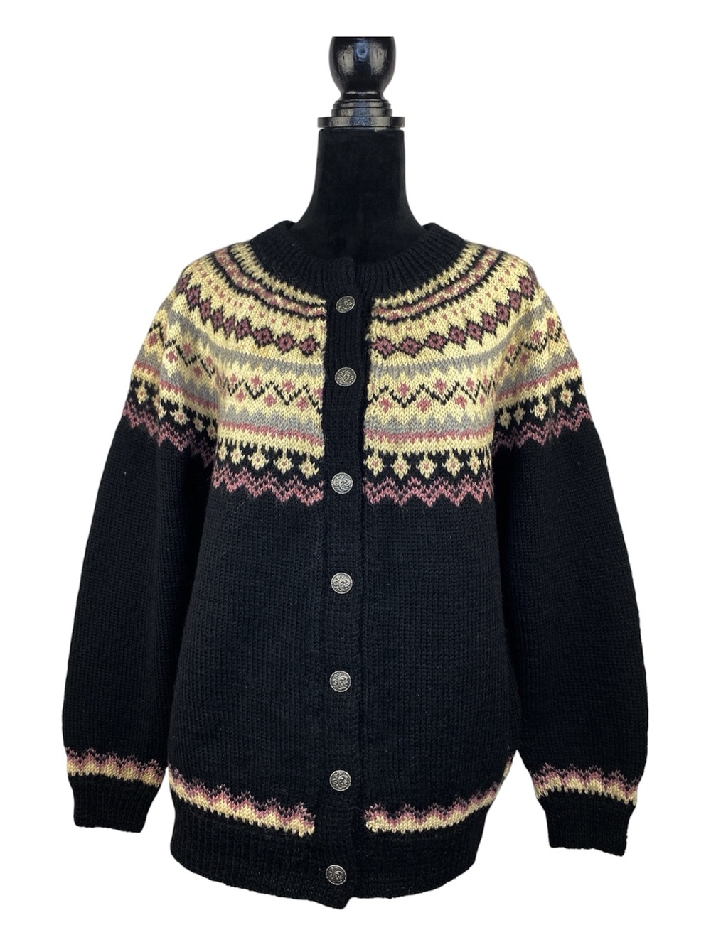 Vintage Dale of Norway 100% Pure New Wool Fair Isle Cardigan Sweater